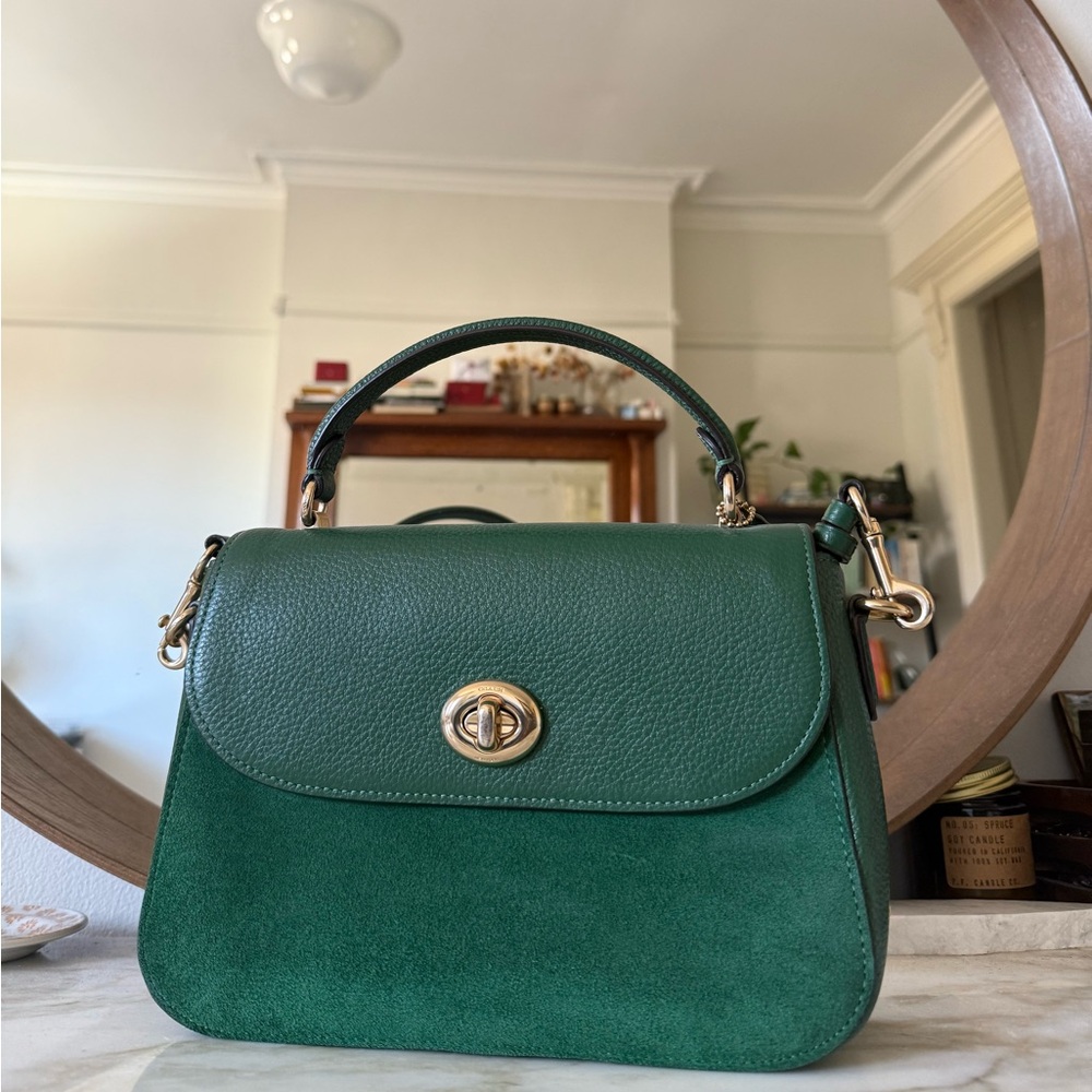 Kelly Green Coach Marlie Top Handle